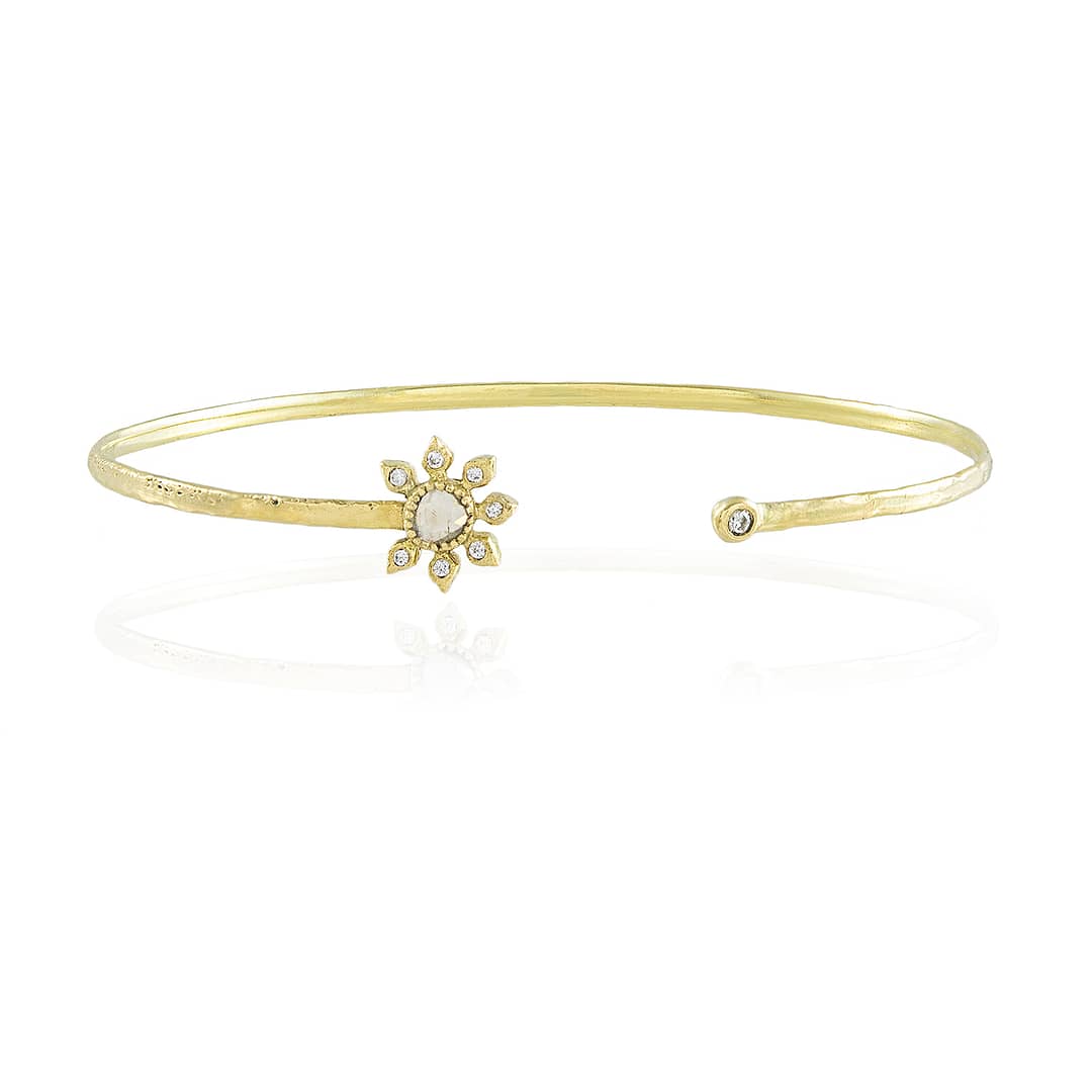 Natalie Perry, Diamond Flower Cuff in Fairtrade Gold