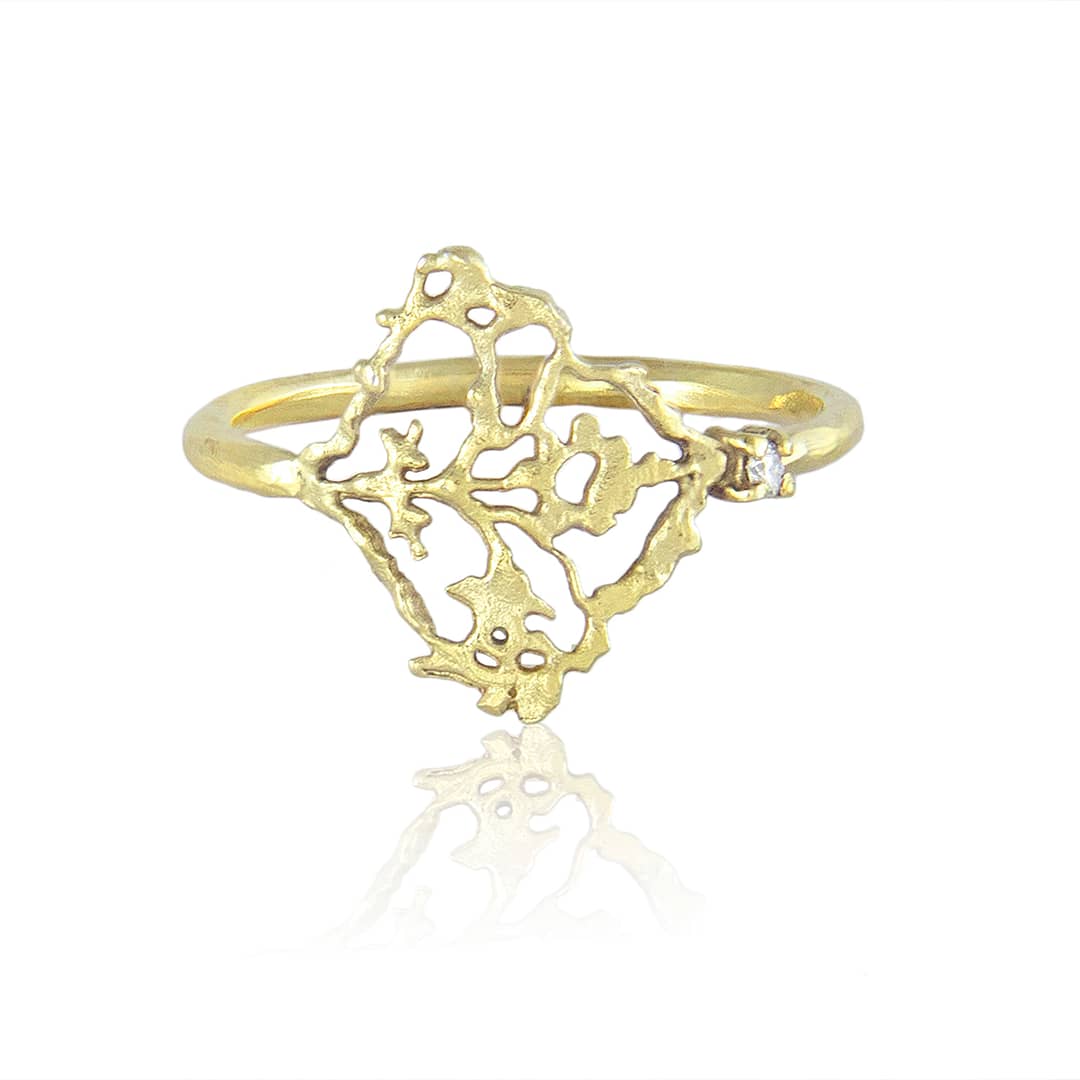 Natalie Perry, Diamond Petal Ring in Fairtrade Gold
