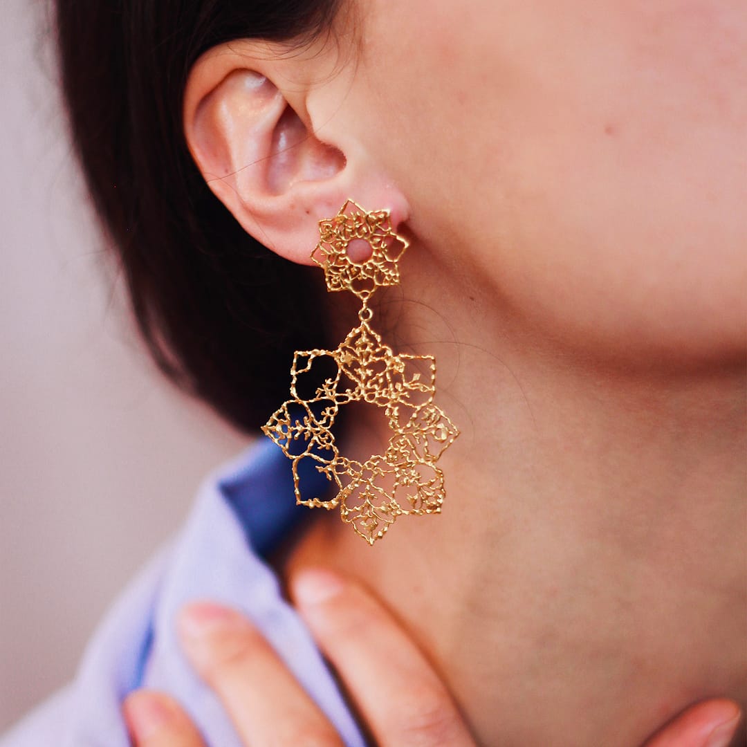 Natalie Perry Jewellery, Two Bloom Earrings