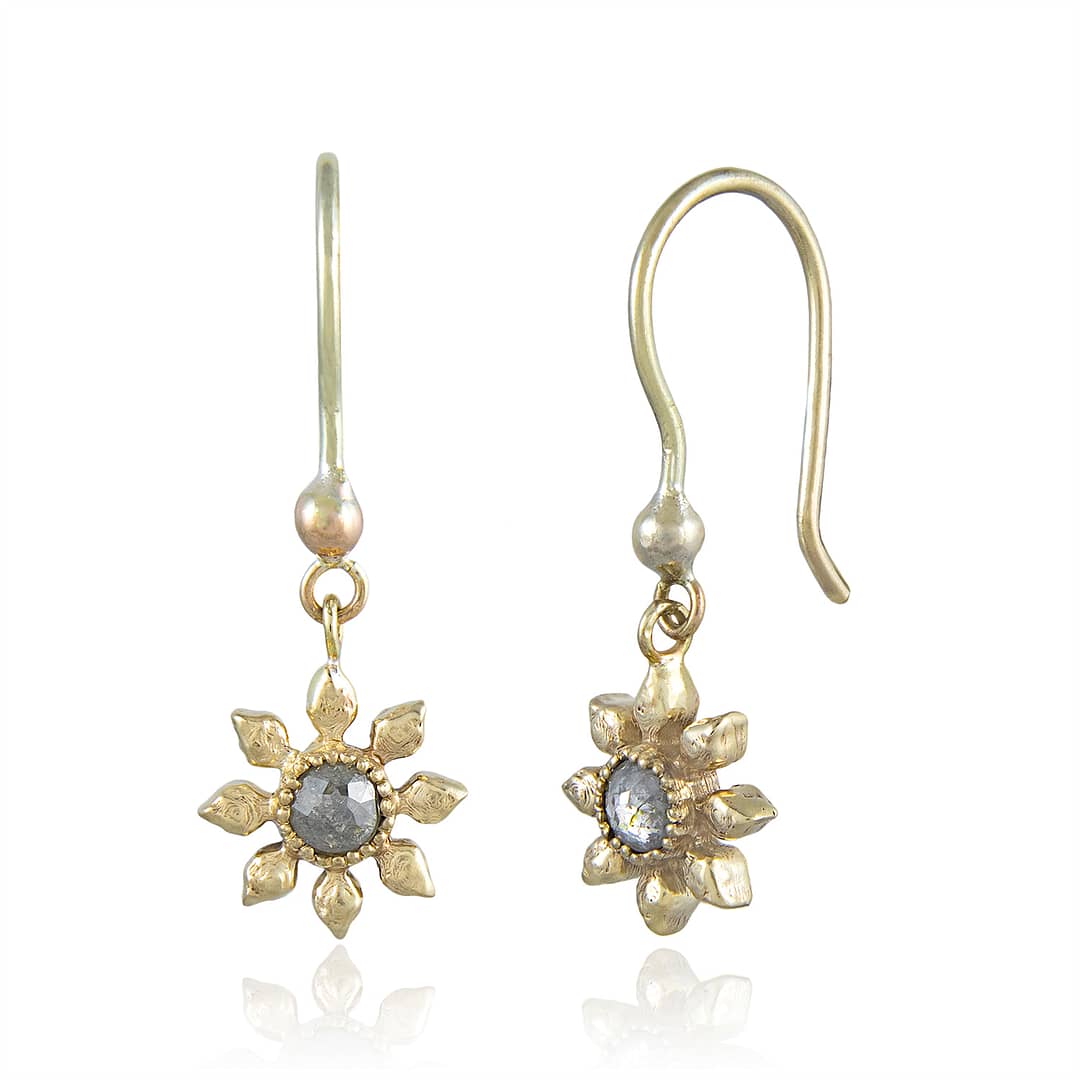 Natalie Perry Jewellery, Diamond Flower Hook Earrings