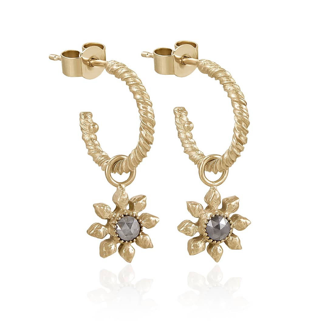 Natalie Perry Jewellery, Diamond Flower Twisted Hoops