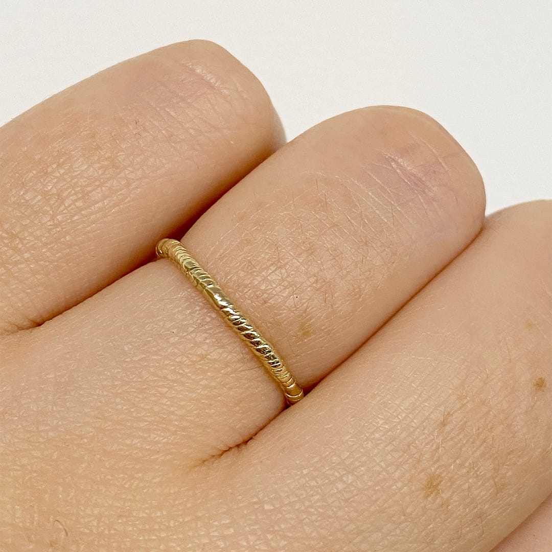 Natalie Perry Jewellery, Organic Twisted Ring 1.5mm 9ct gold