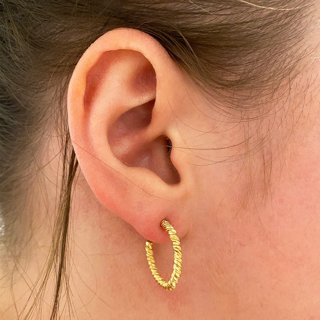 Natalie Perry Jewellery Organic Twisted Small Gold Hoop Earrings