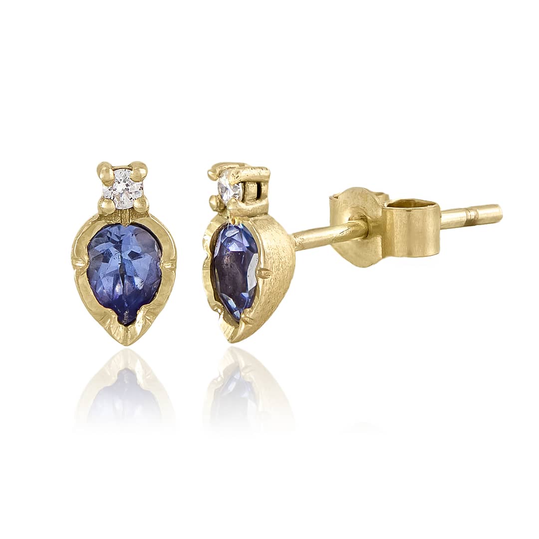 Natalie Perry Jewellery, Flower Set Tanzanite & Diamond Earrings