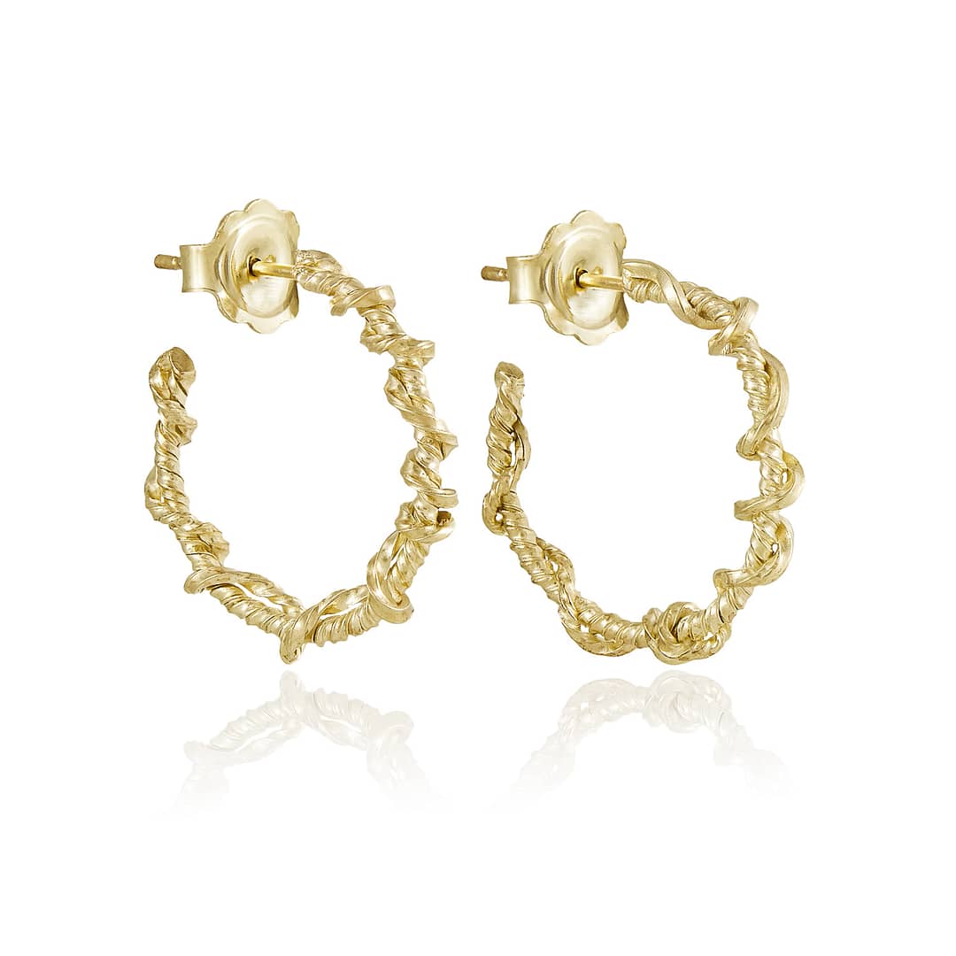 Natalie Perry Jewellery, Medium Two Twists Gold Hoop Earrings 9ct