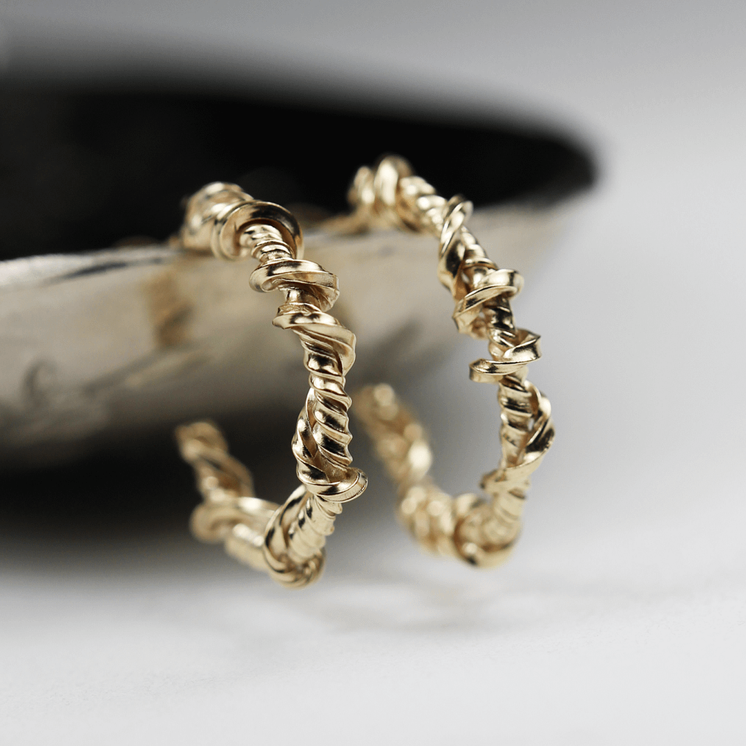 Natalie Perry Jewellery, Two Twists Gold Hoop Earrings Small