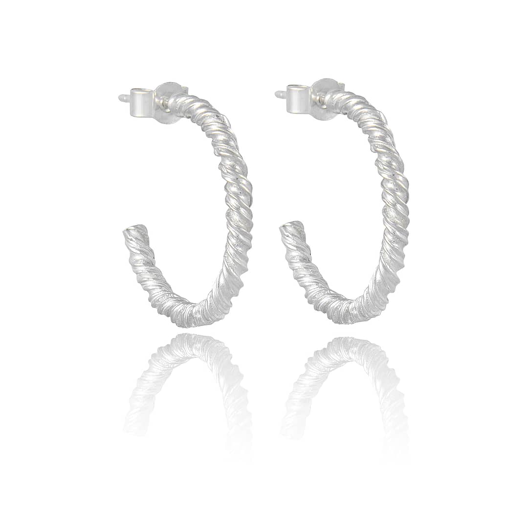 Natalie Perry Jewellery, Medium Silver Organic Twist Hoop Earrings
