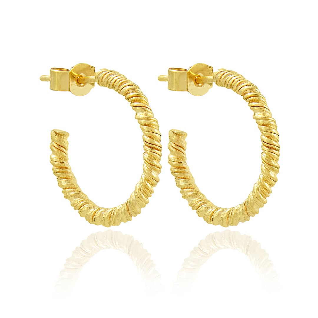 Natalie Perry Jewellery Organic Twisted Small Gold Hoop Earrings