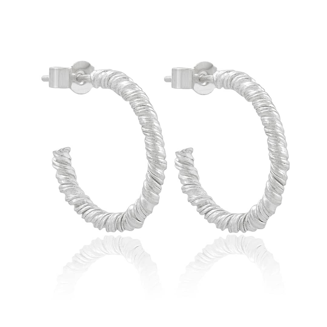Natalie Perry Jewellery, Small Organic Twisted Silver Hoop Earrings