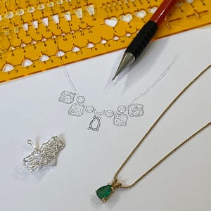  Natalie Perry Jewellery, bespoke jewellery, sketching initial ideas