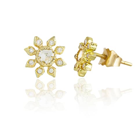 Natalie Perry, Diamond Flower Studs in Fairtrade Gold
