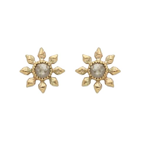 Natalie Perry Jewellery, Diamond Flower Earrings in recycled gold with ethical diamonds