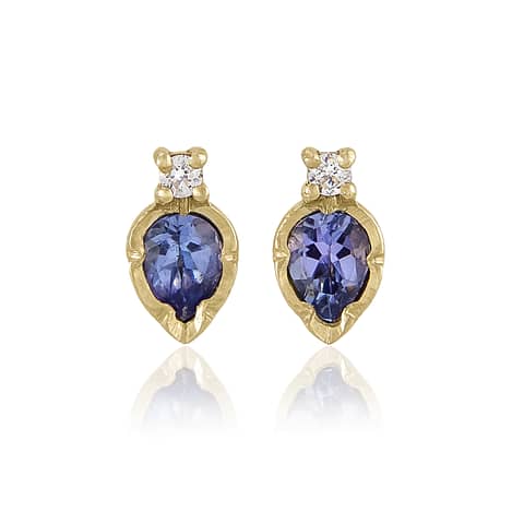 Natalie Perry Jewellery, Flower Set Tanzanite & Diamond Earrings