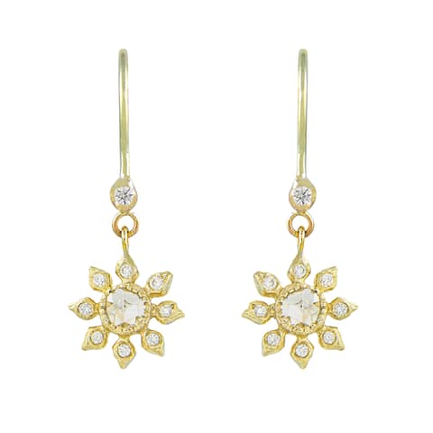 Natalie Perry Jewellery, Multi Diamond Flower Hook Earrings