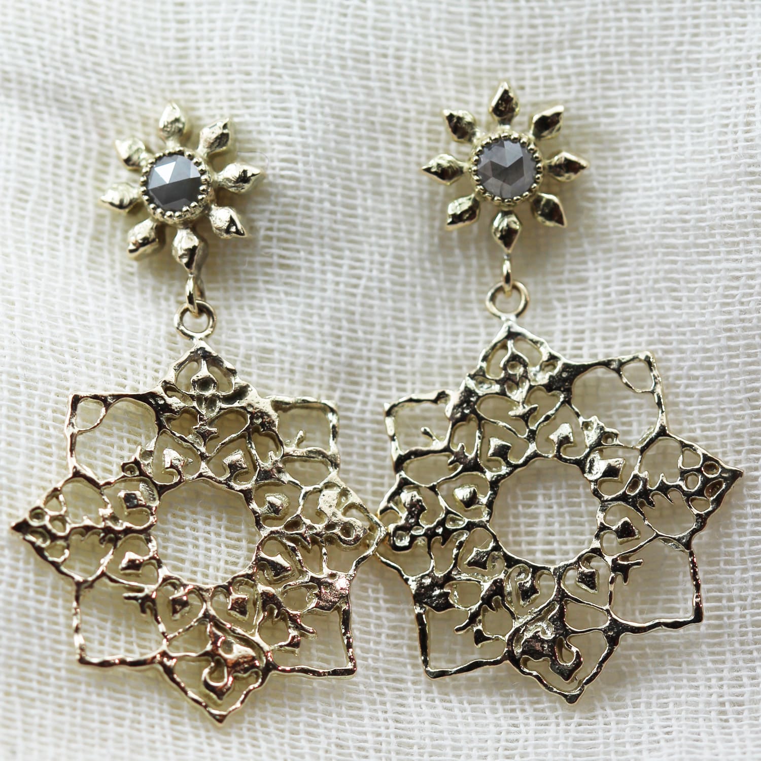 Natalie Perry Jewellery, Small Full Bloom Solid Gold Earrings