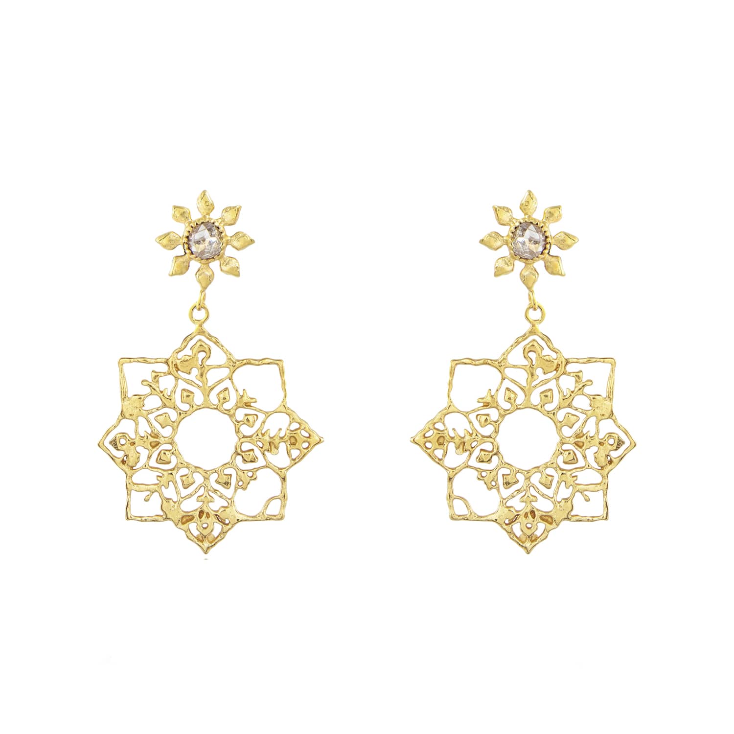 Natalie Perry Jewellery, Small Full Bloom Solid Gold Earrings