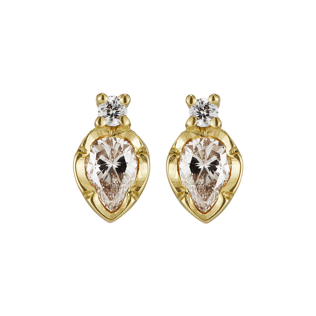 Natalie Perry Jewellery, Flower Set Pear Diamond Earrings