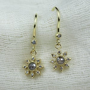 Natalie Perry Jewellery, Multi Diamond Flower Hook Earrings