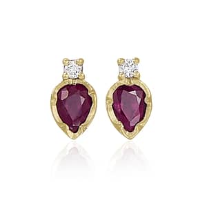 Natalie Perry Jewellery, Flower Set Ruby & Diamond Earrings