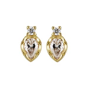 Natalie Perry Jewellery, Flower Set Pear Diamond Earrings