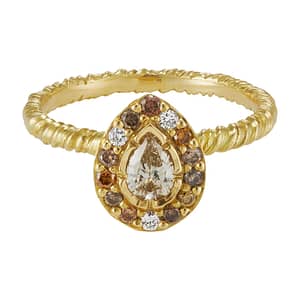 Natalie Perry Jewellery, Pear Diamond Halo Ring