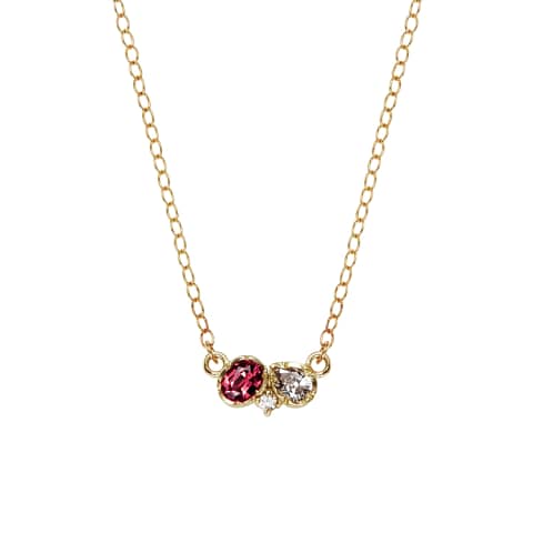 Natalie Perry Jewellery, Three Stone Flower Set Diamond & Spinel Pendant